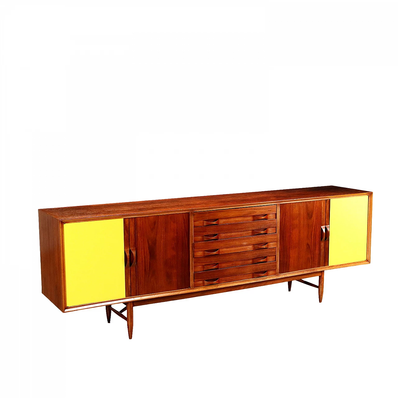 Jacaranda veneered wood and yellow formica sideboard, 1960s 1