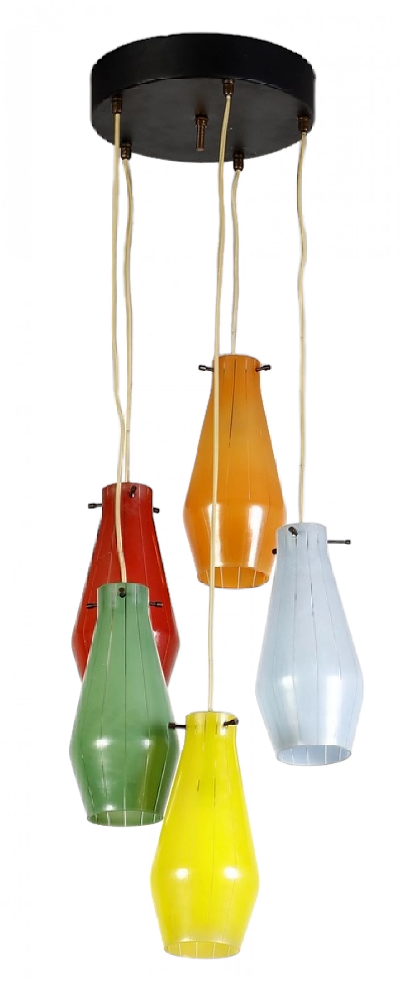 Multicolor glass chandelier attributed to Massimo Vignelli, 1950s 9