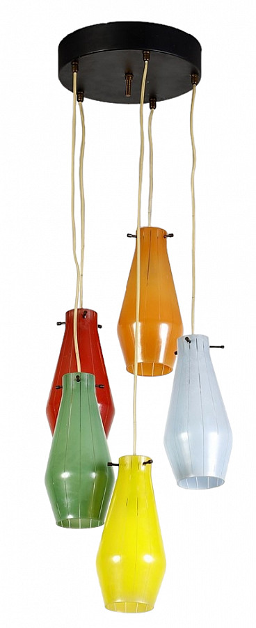 Multicolor glass chandelier attributed to Massimo Vignelli, 1950s