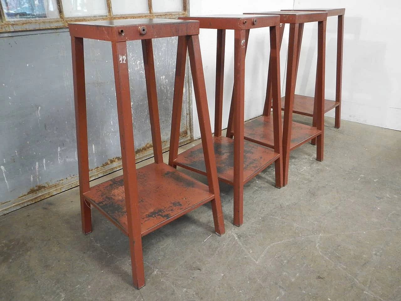 Burgundy iron easel side table, 1960s 2