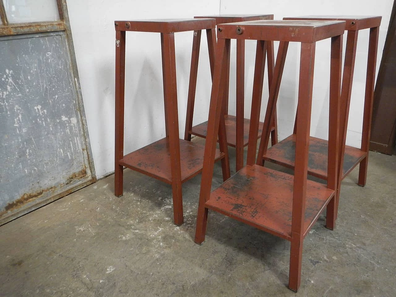 Burgundy iron easel side table, 1960s 3