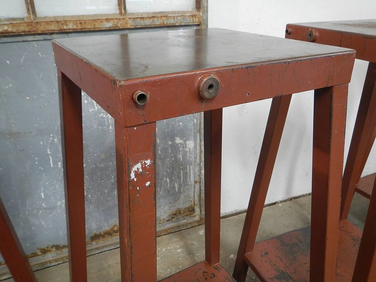 Burgundy iron easel side table, 1960s 8