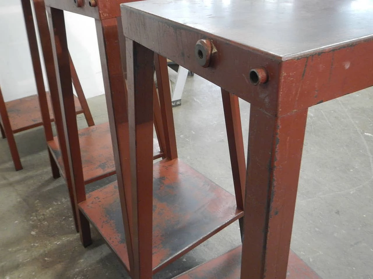 Burgundy iron easel side table, 1960s 9