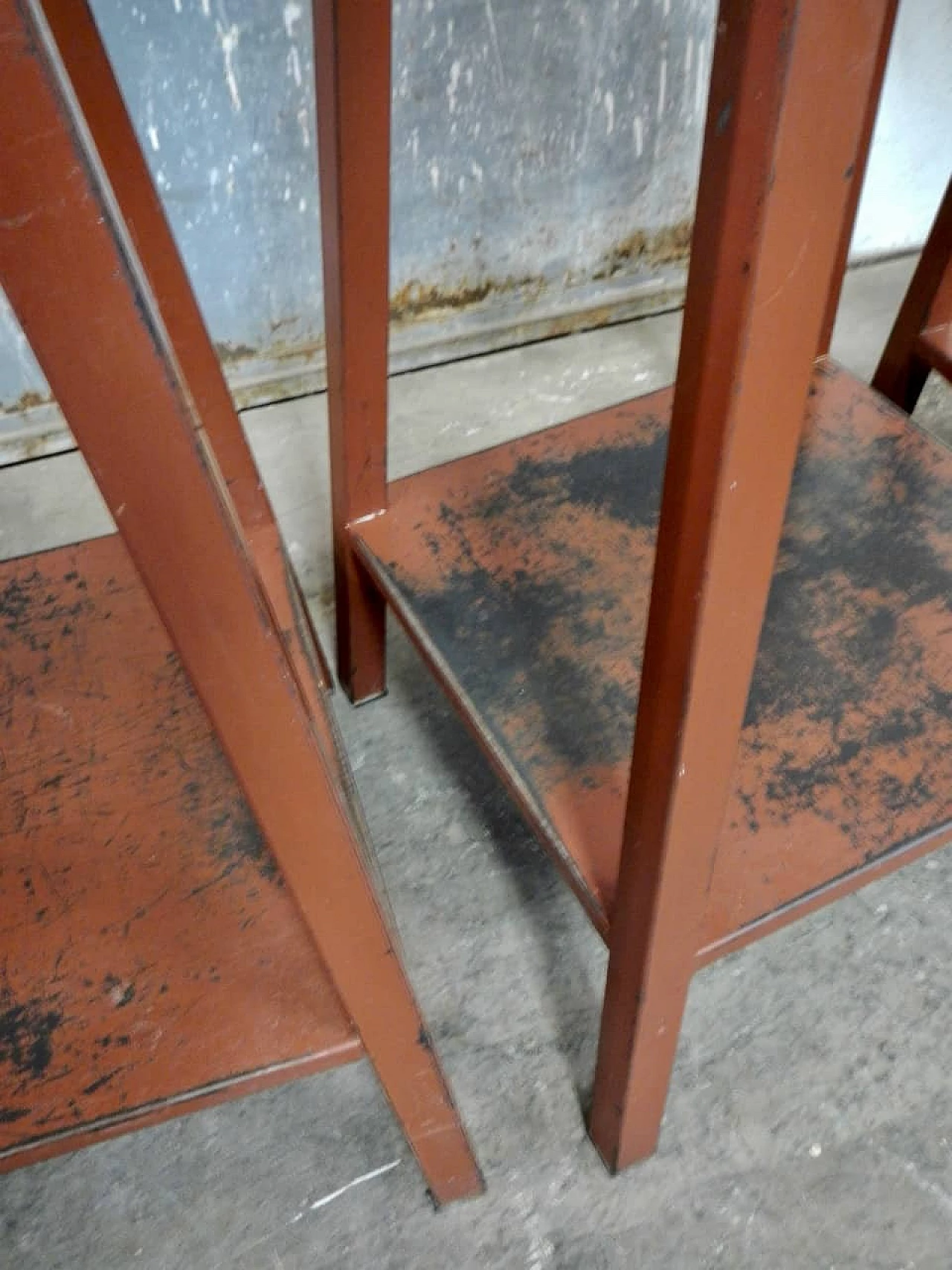 Burgundy iron easel side table, 1960s 10