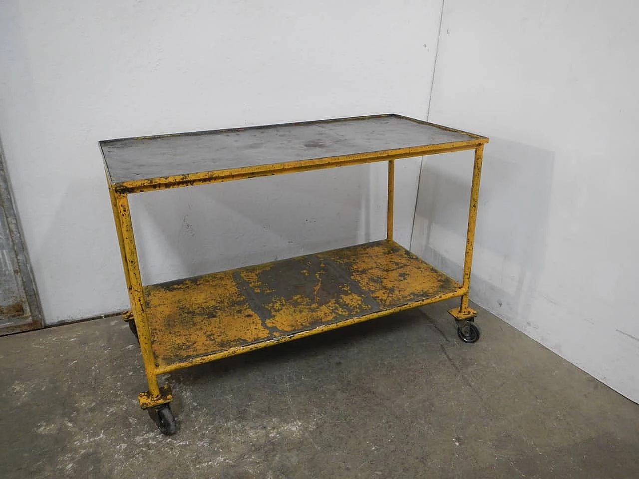 Yellow iron industrial cart, 1960s 1