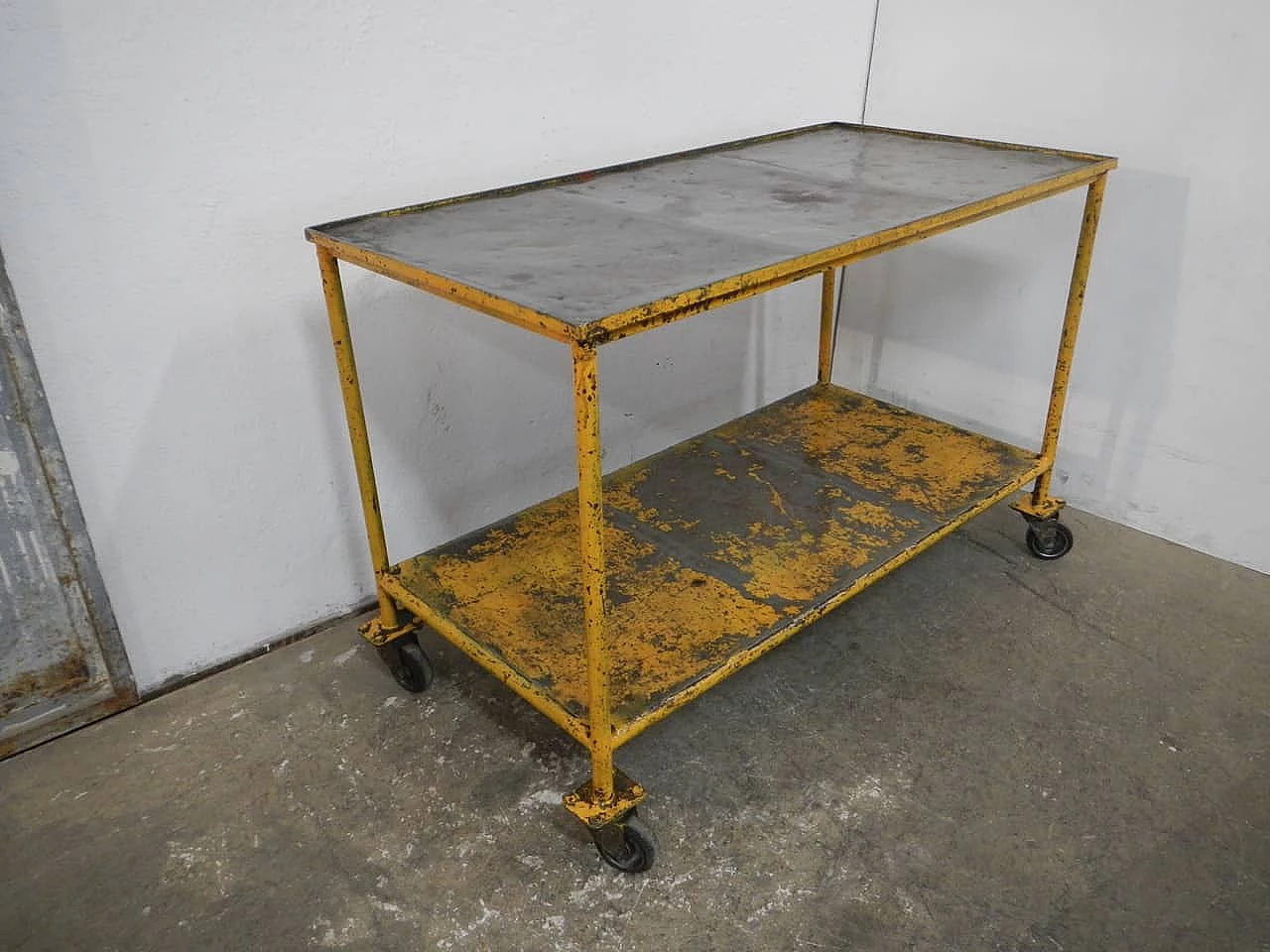 Yellow iron industrial cart, 1960s 2