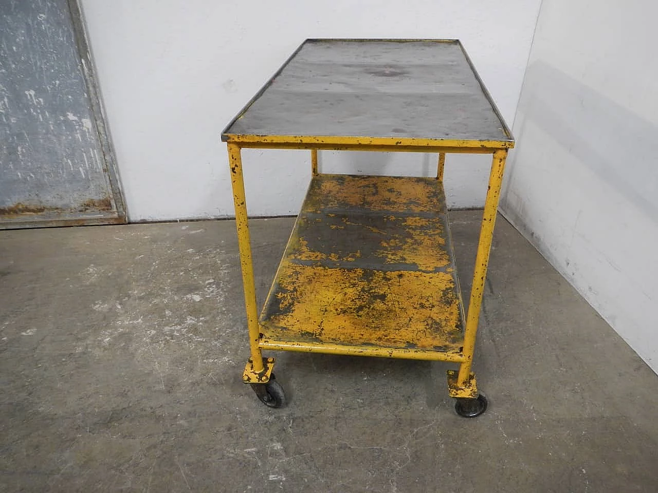 Yellow iron industrial cart, 1960s 3