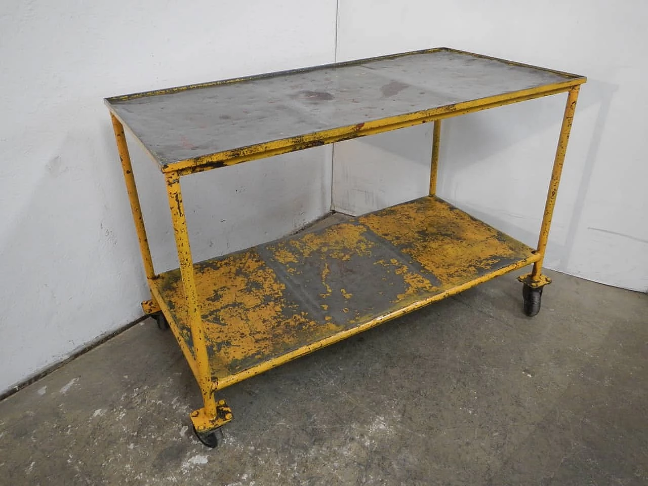 Yellow iron industrial cart, 1960s 4