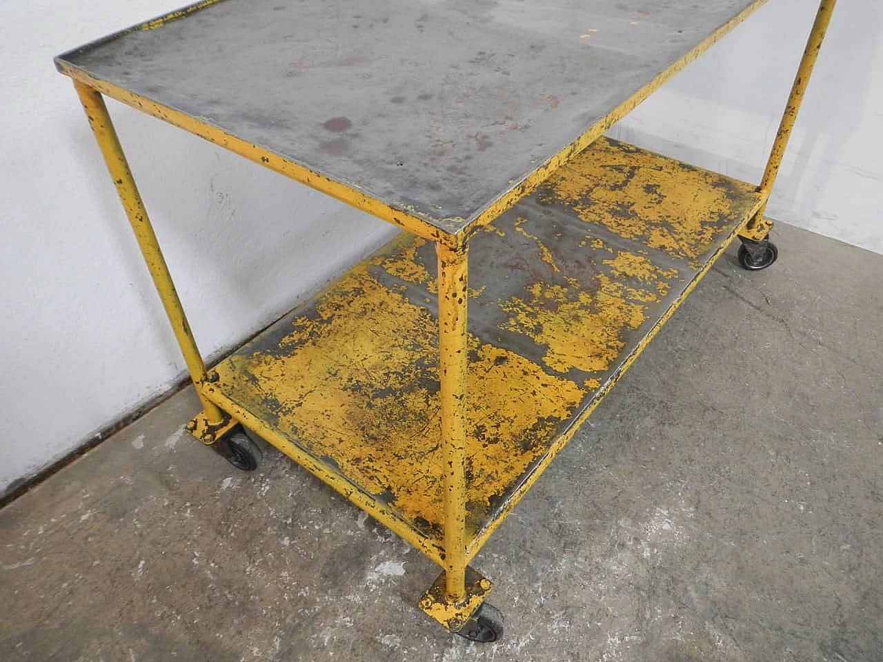 Yellow iron industrial cart, 1960s 6