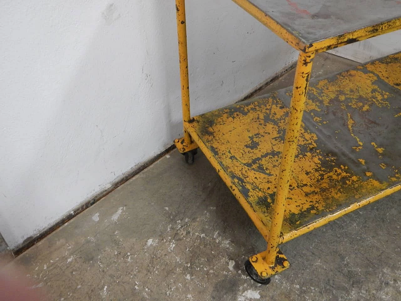 Yellow iron industrial cart, 1960s 7