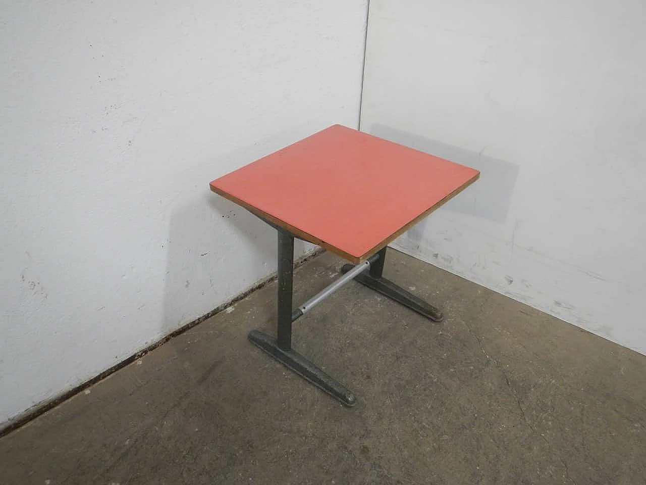 Iron school desk with beech and formica top, 1960s 1