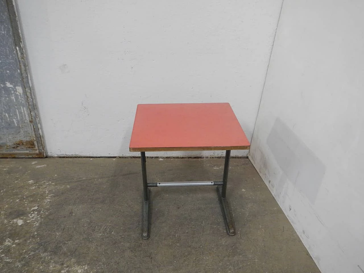 Iron school desk with beech and formica top, 1960s 2