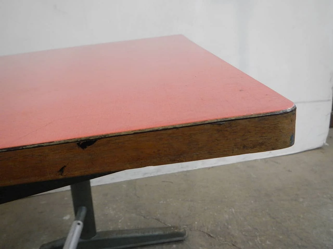 Iron school desk with beech and formica top, 1960s 8