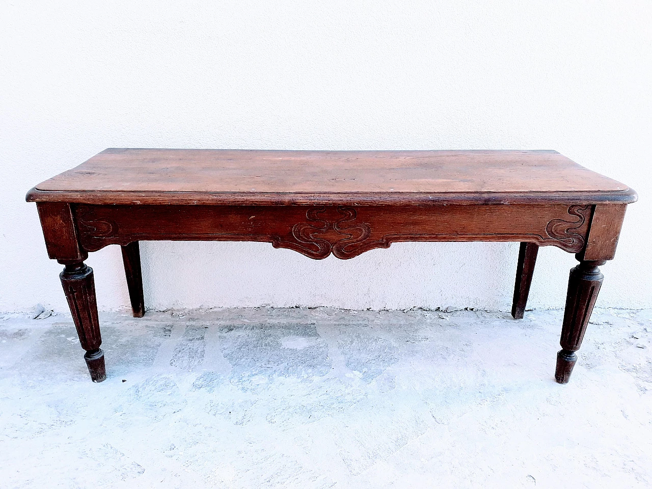 Empire oak bench with carvings, 19th century 6