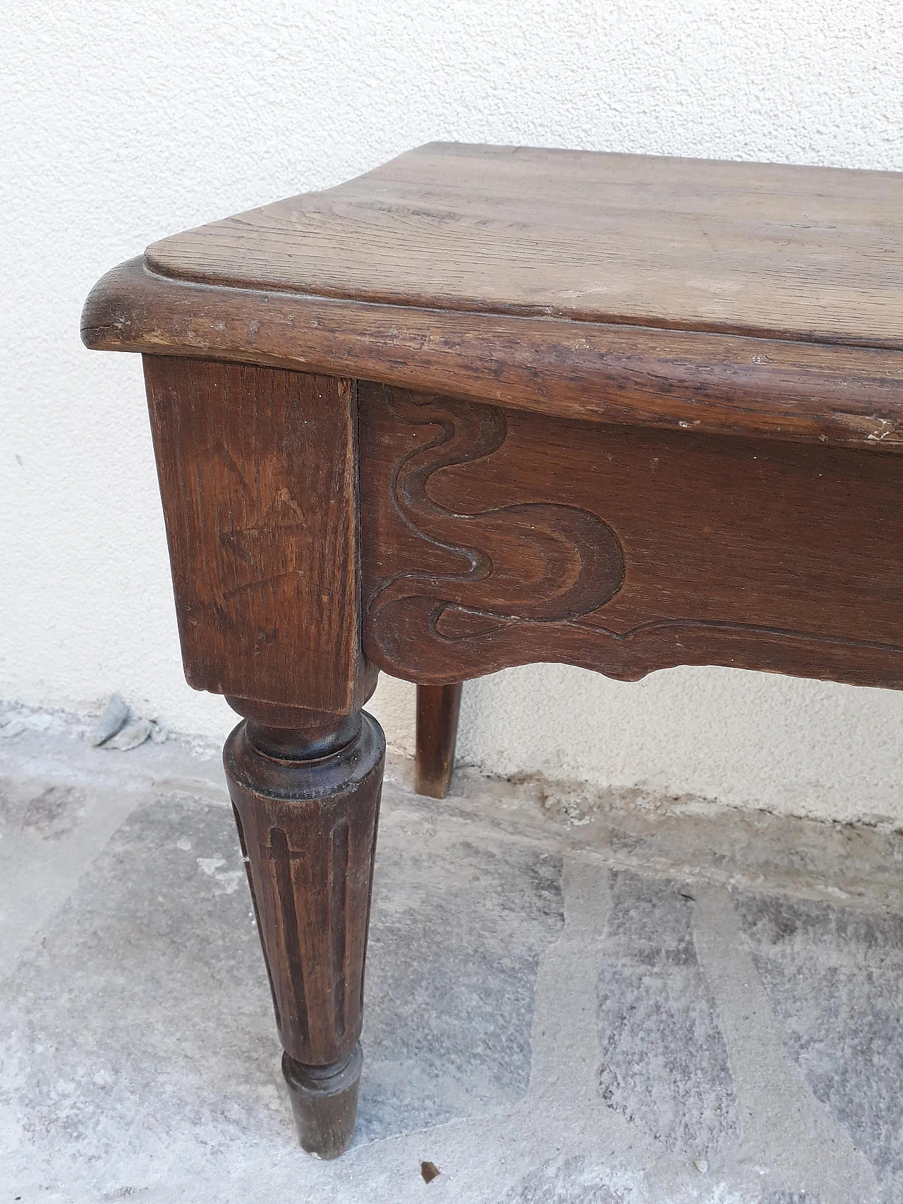 Empire oak bench with carvings, 19th century 7