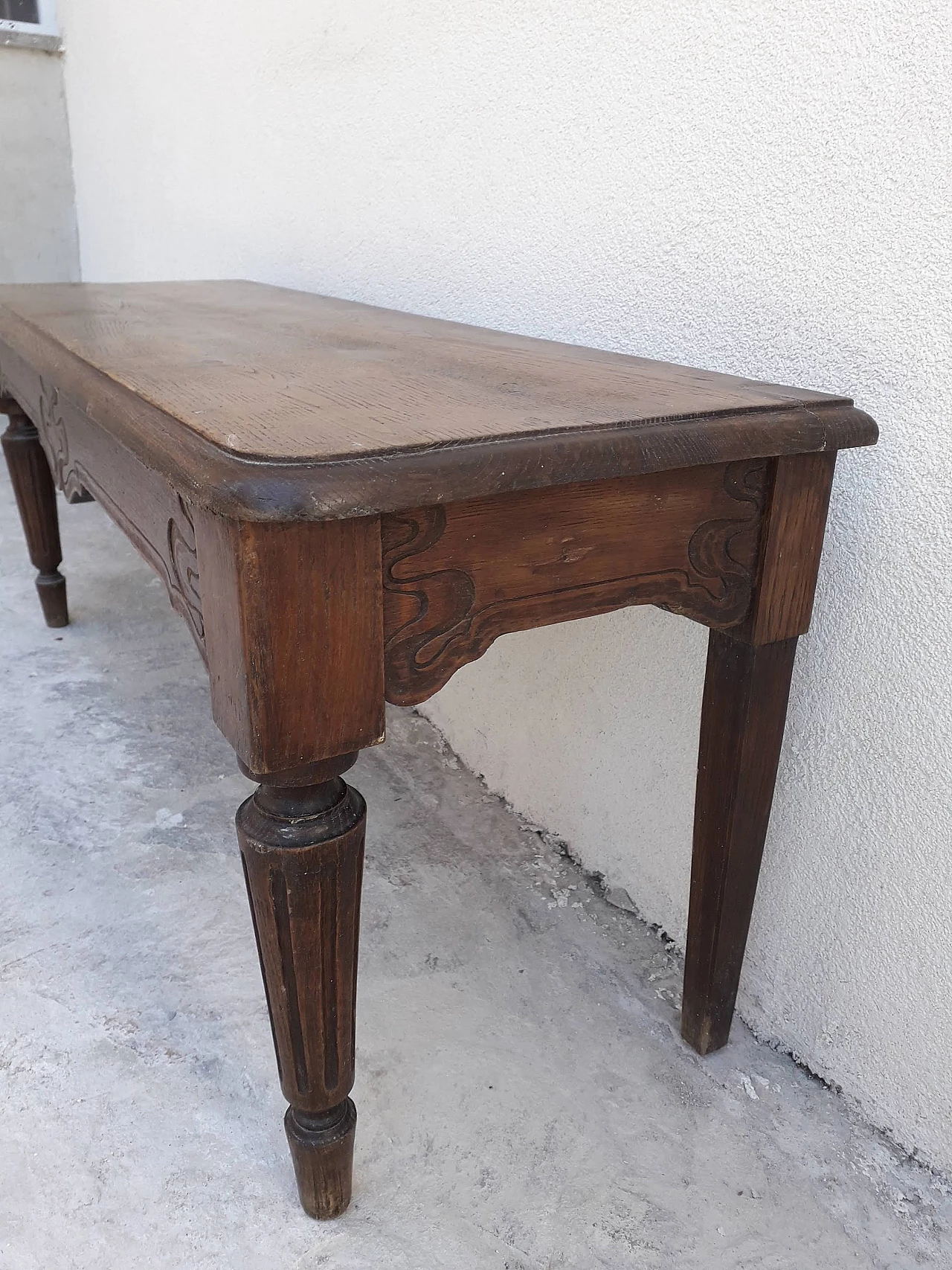 Empire oak bench with carvings, 19th century 8