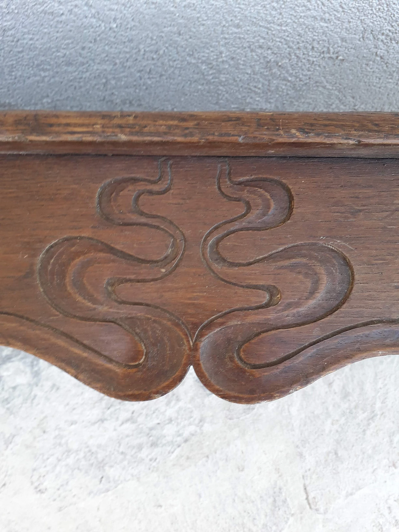 Empire oak bench with carvings, 19th century 12