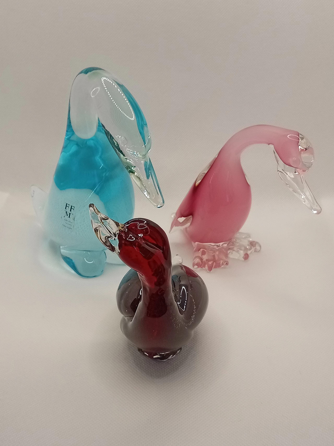 3 Ducks in colored Murano glass, 1970s 1