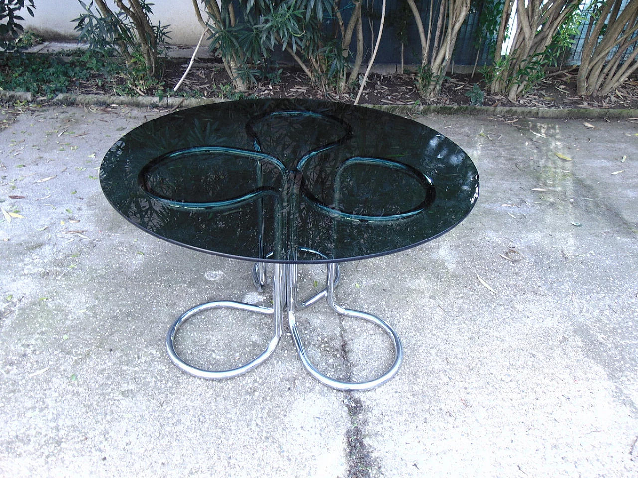 Chromed metal and glass table by Giotto Stoppino, 1960s 3