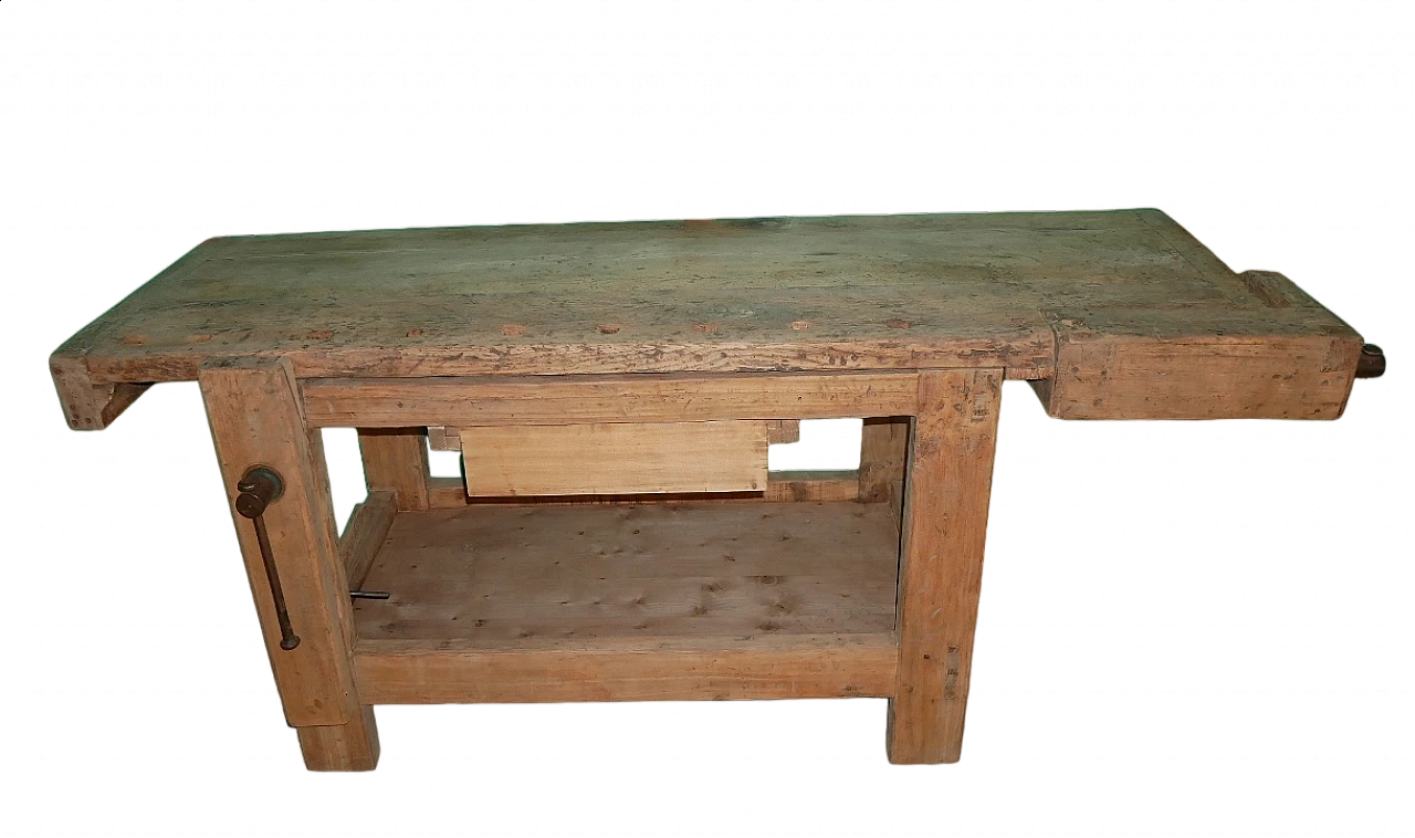 Wooden carpenter's bench with elm base, 1930s 13