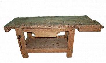 Wooden carpenter's bench with elm base, 1930s