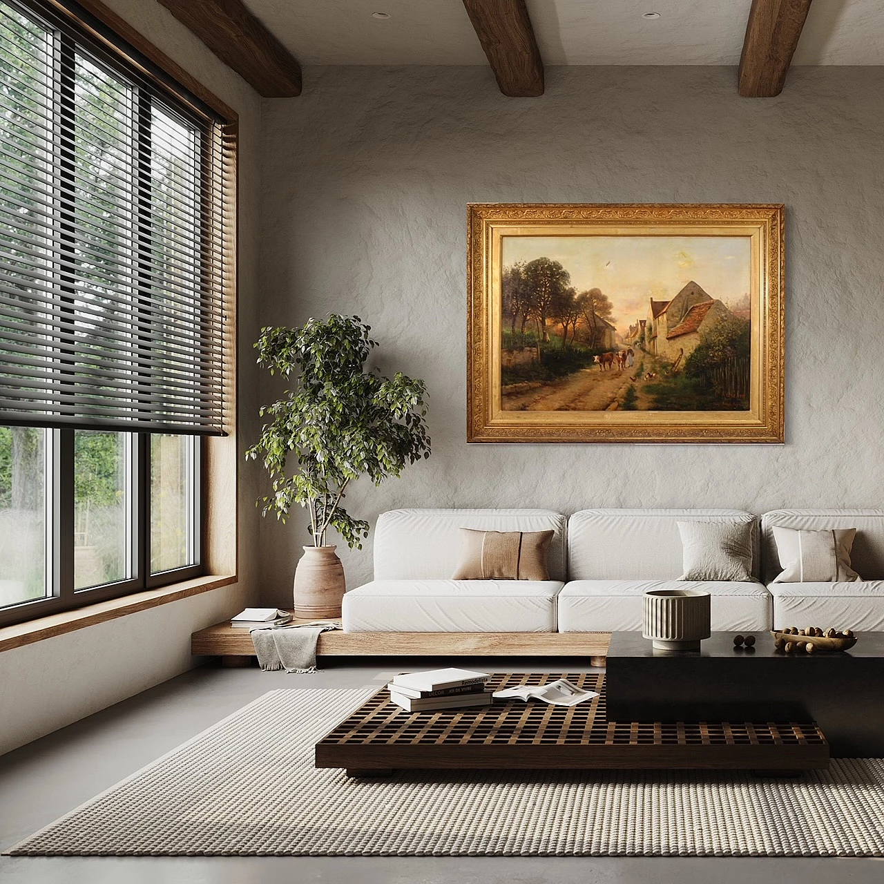 Paese di campagna, dipinto a olio su tela, 1899 4