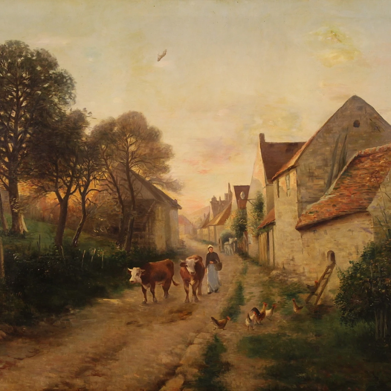 Paese di campagna, dipinto a olio su tela, 1899 5