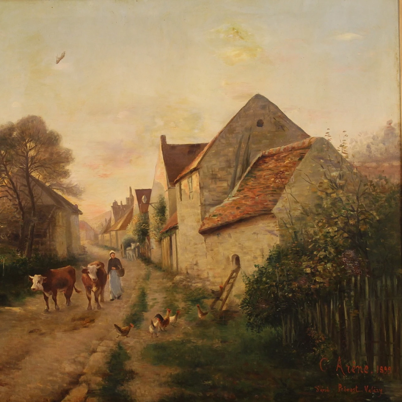 Paese di campagna, dipinto a olio su tela, 1899 11