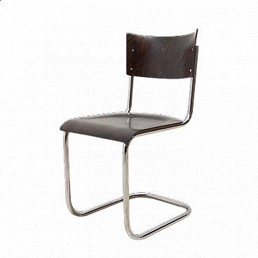Chromed steel and wood S43 chair by Mart Stam, 1950s