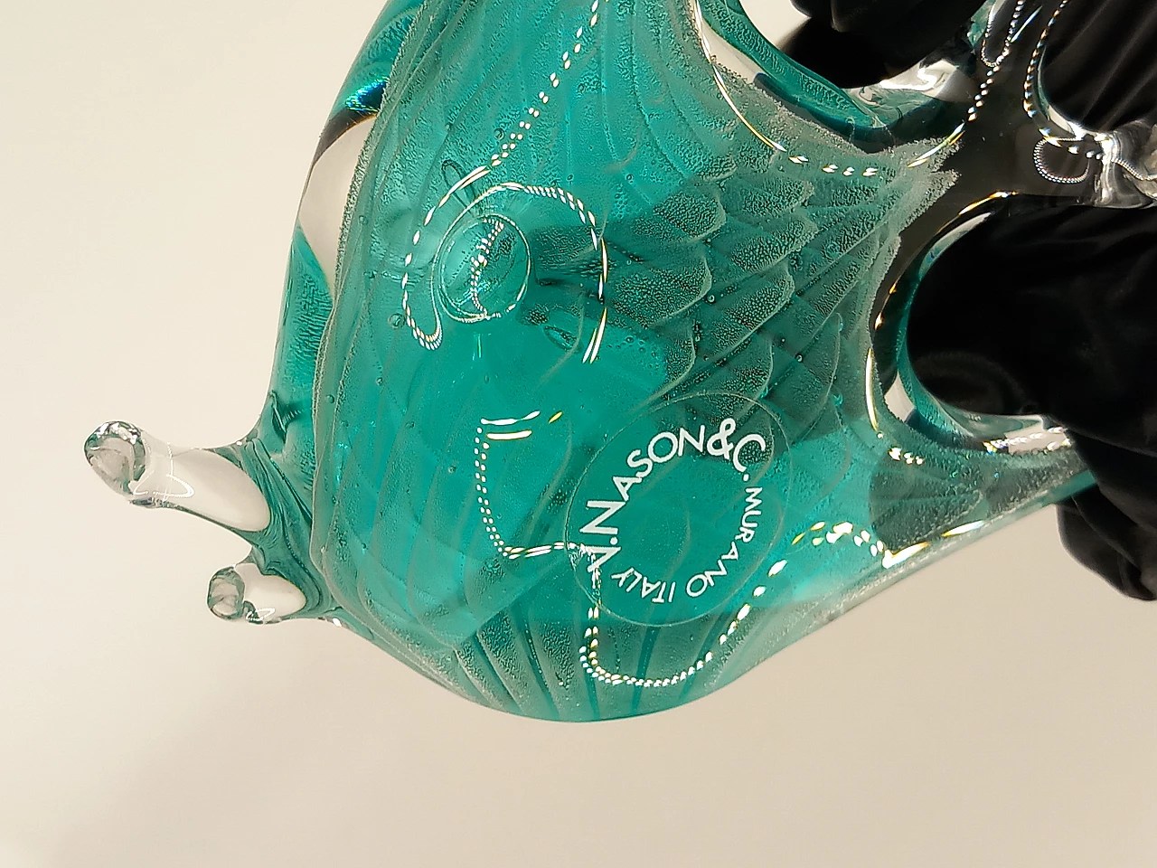 Turquoise Murano glass fish sculpture by Vincenzo Nason, 1980s 10