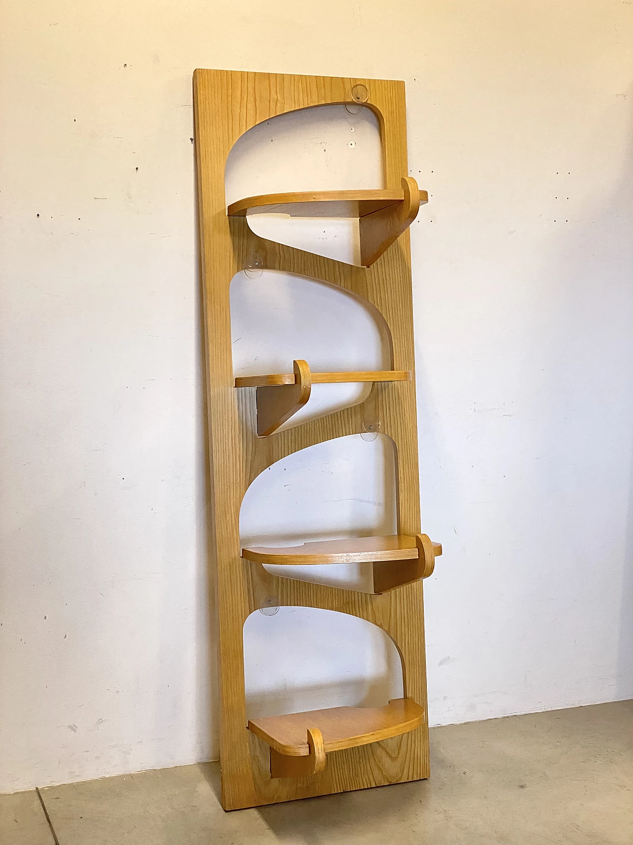 Ash wood panelled bookcase by Anonima Design for Bonetto, 1970s 9