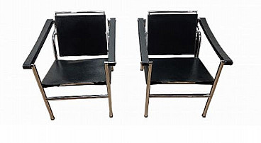 Pair of LC1 armchairs by Le Corbusier, Jeanneret and Perriand for MDF Italia, 1980s