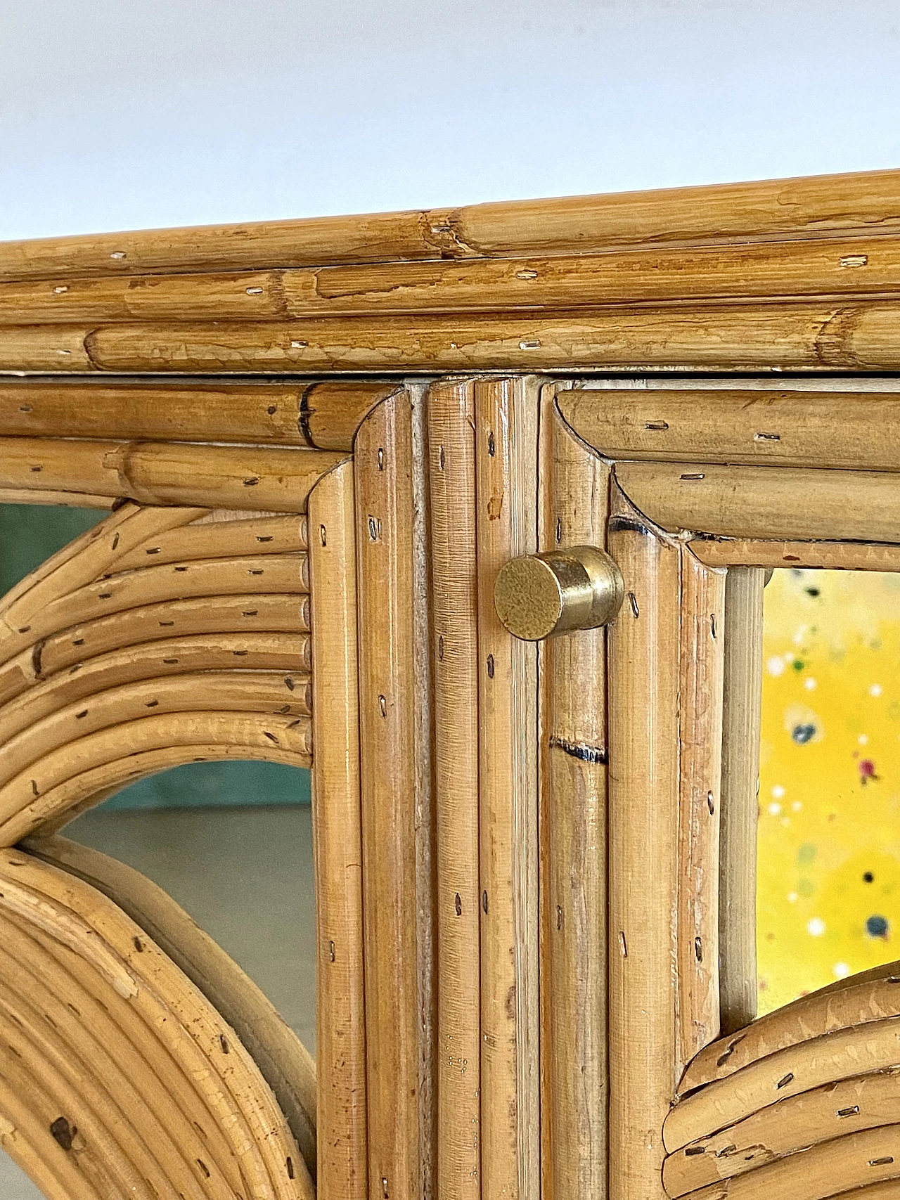 Credenza specchiata in bambù di Vivai del Sud, anni '70 4