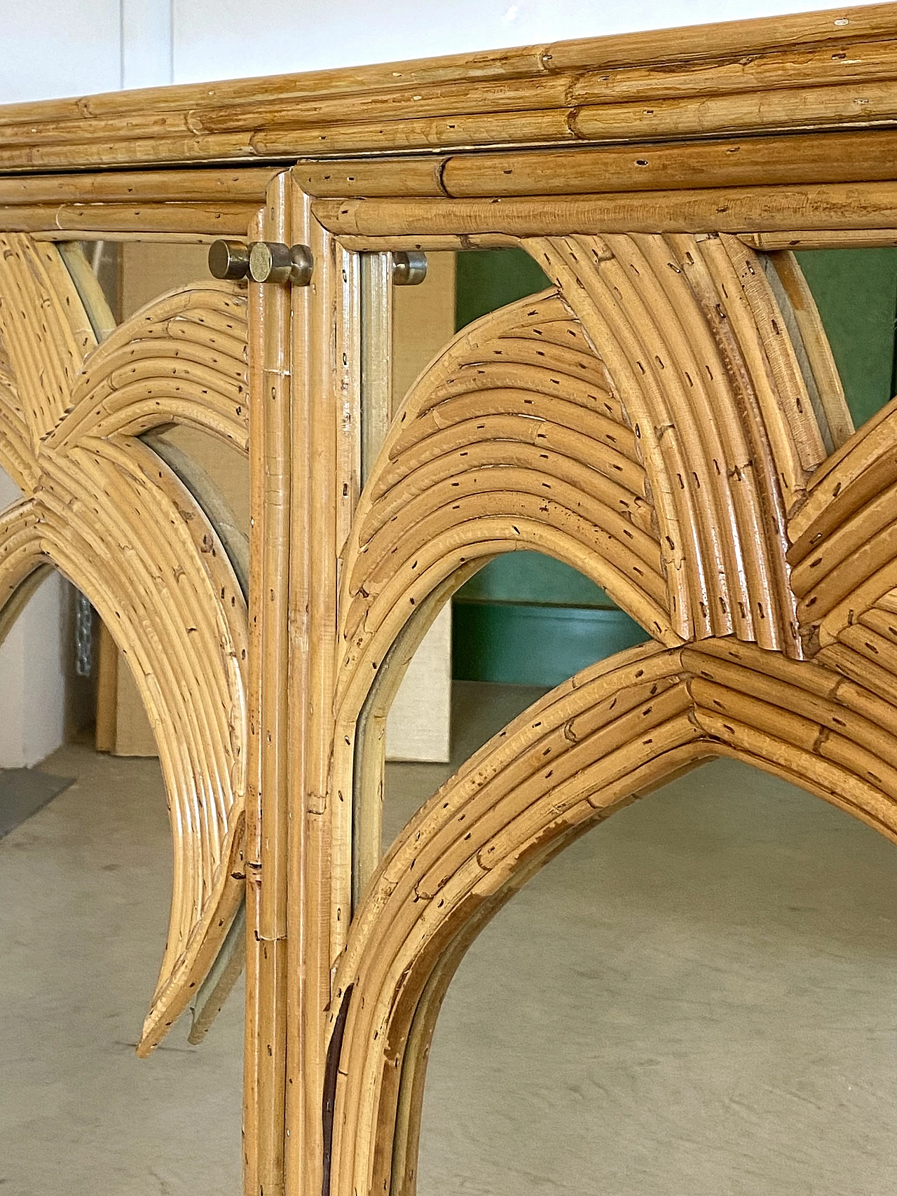 Credenza specchiata in bambù di Vivai del Sud, anni '70 6