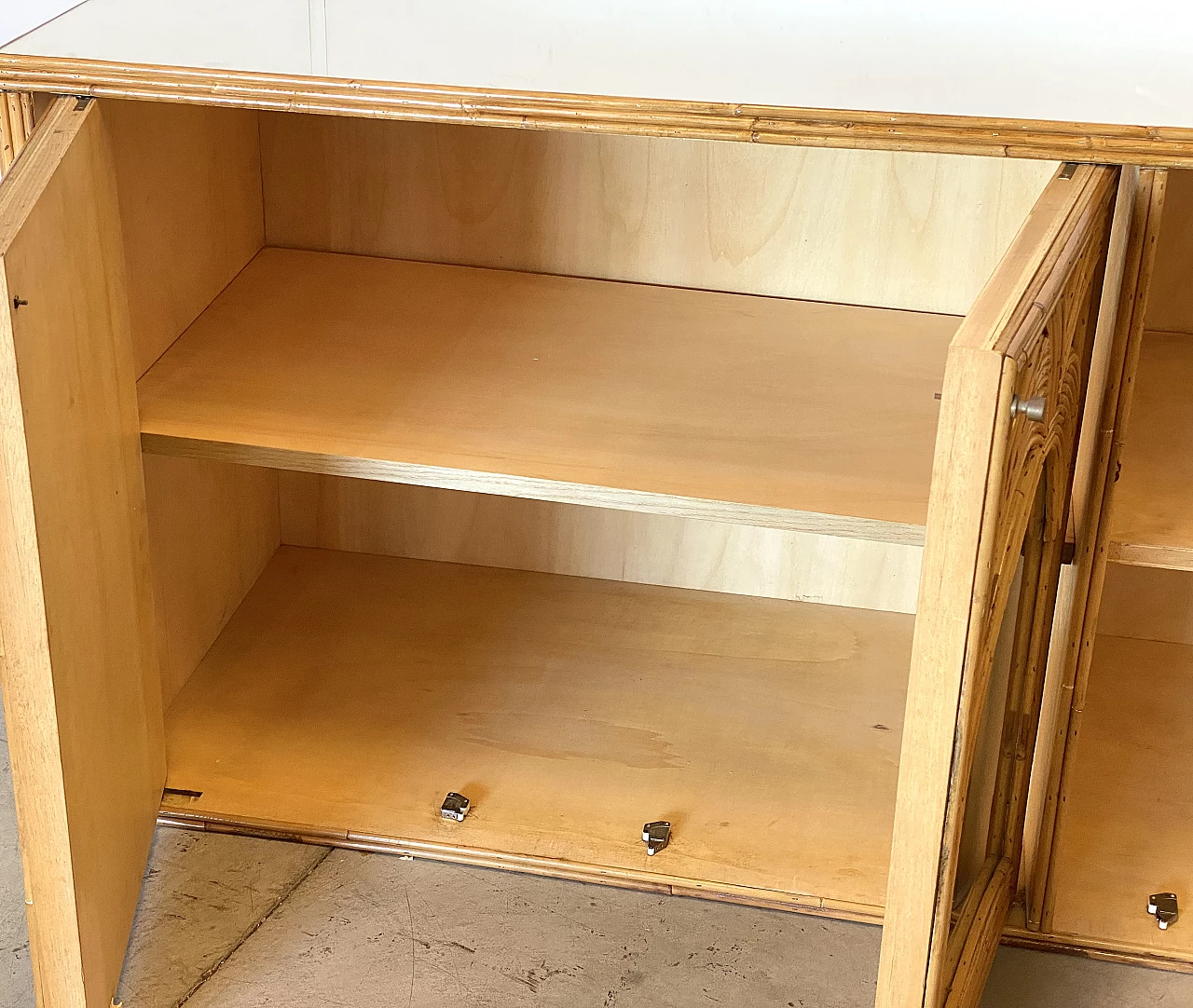 Credenza specchiata in bambù di Vivai del Sud, anni '70 12