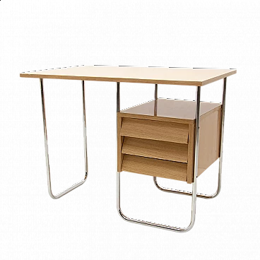 Desk with chrome frame and formica with drawers, 1950s
