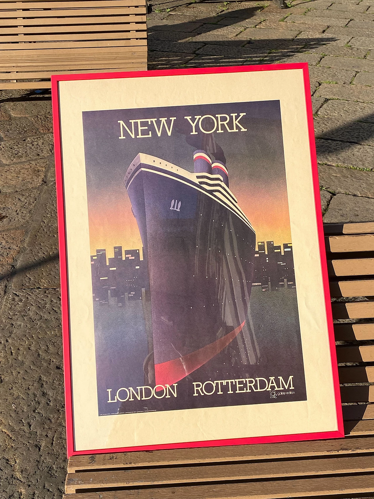 Poster con transatlatico New York incorniciato, anni '70 1