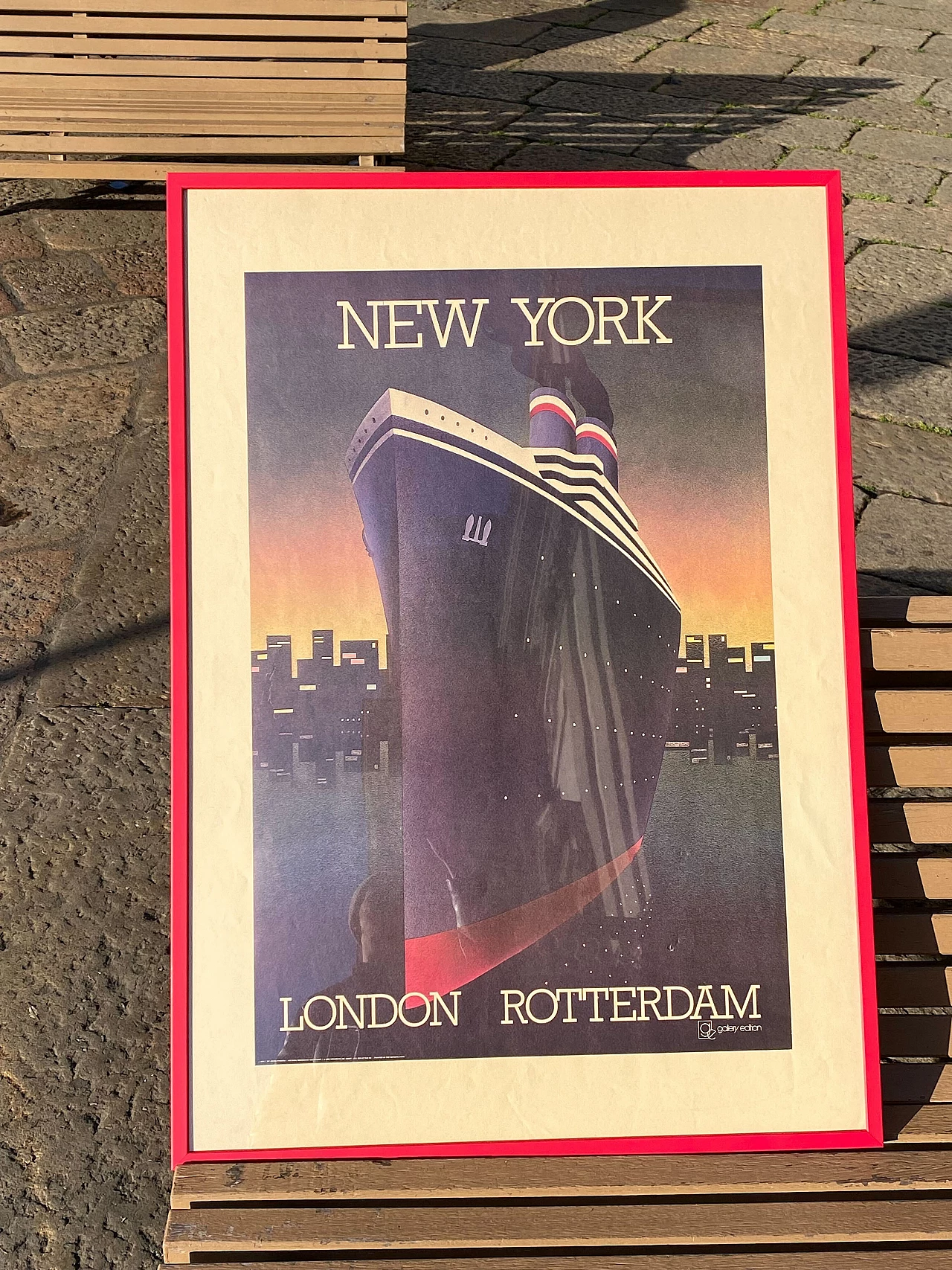 Poster con transatlatico New York incorniciato, anni '70 2