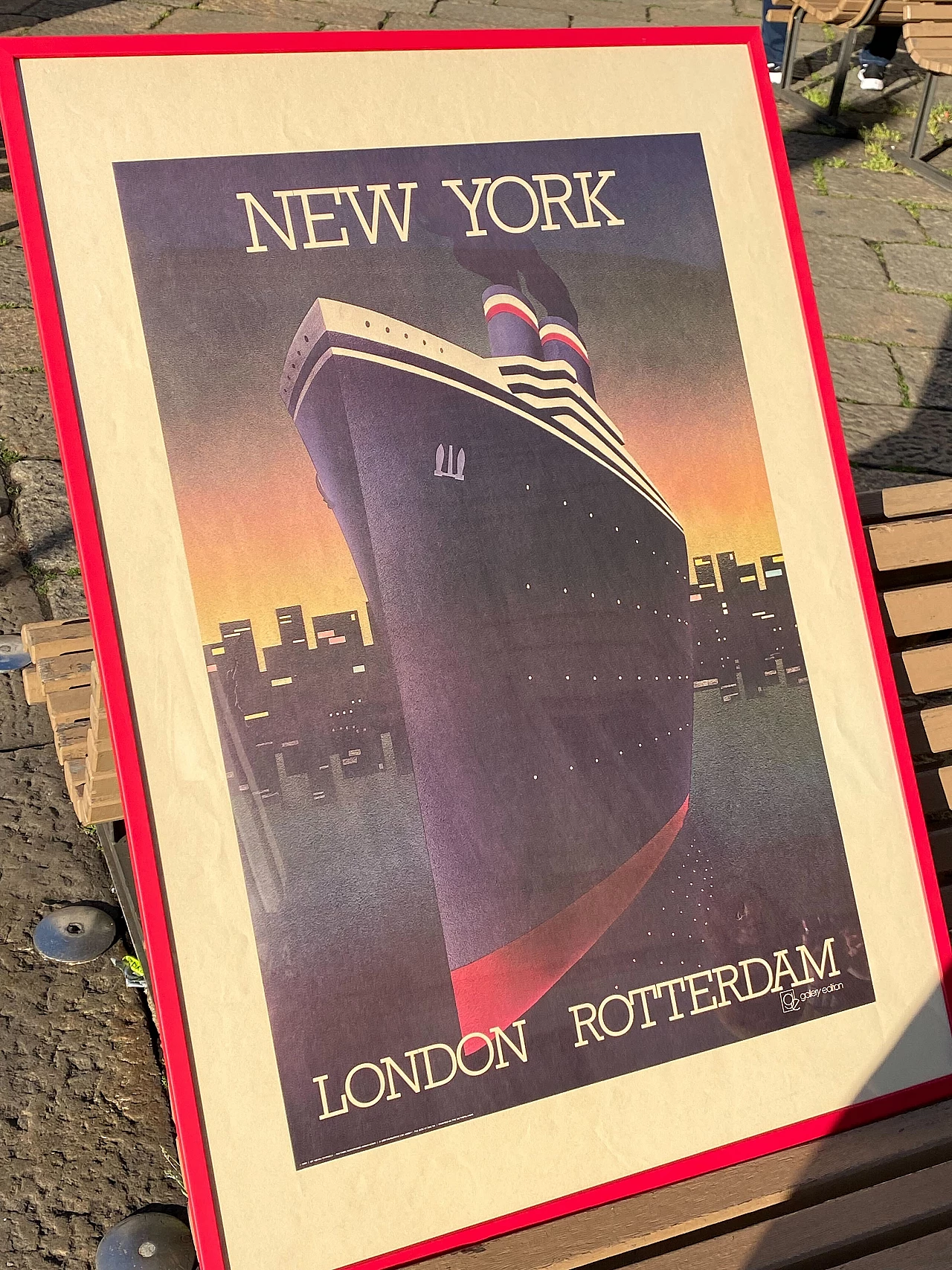 Framed New York transatlantic poster, 1970s 3