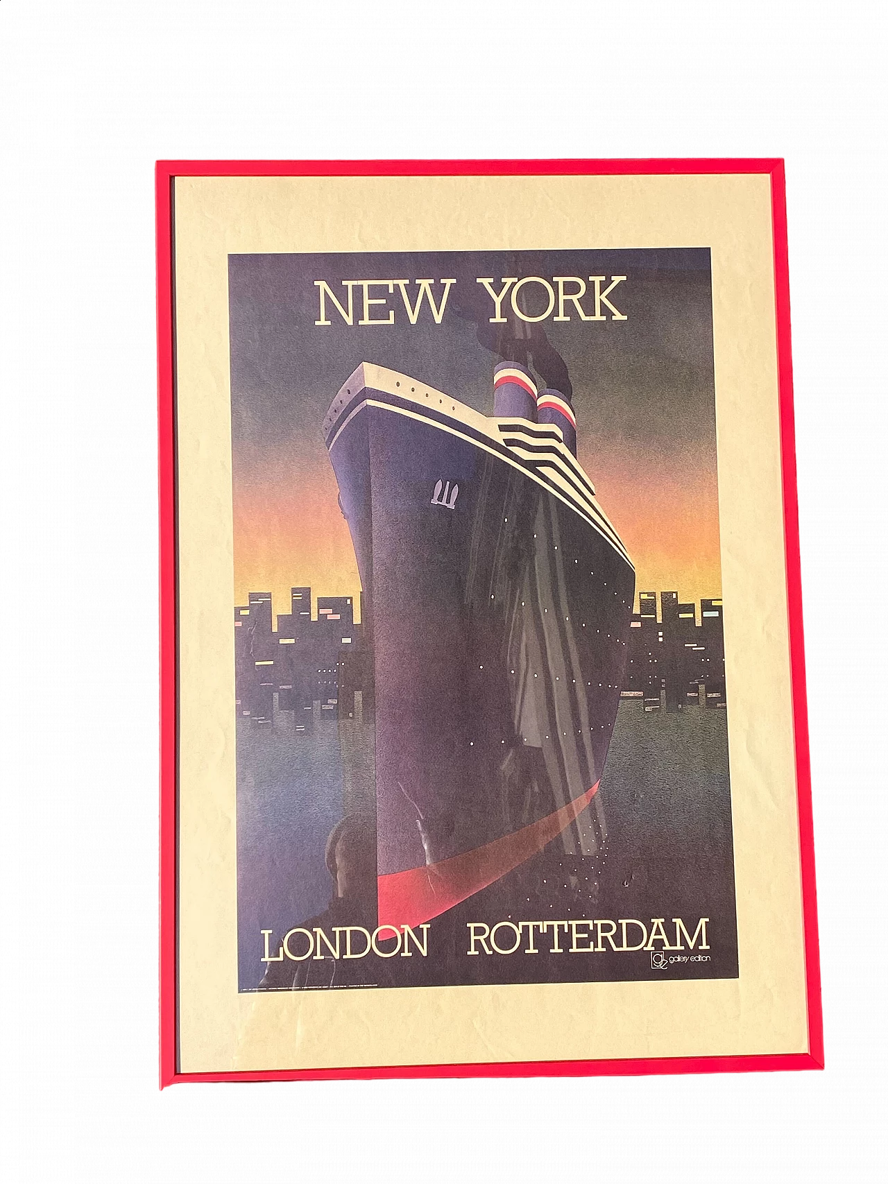 Framed New York transatlantic poster, 1970s 6
