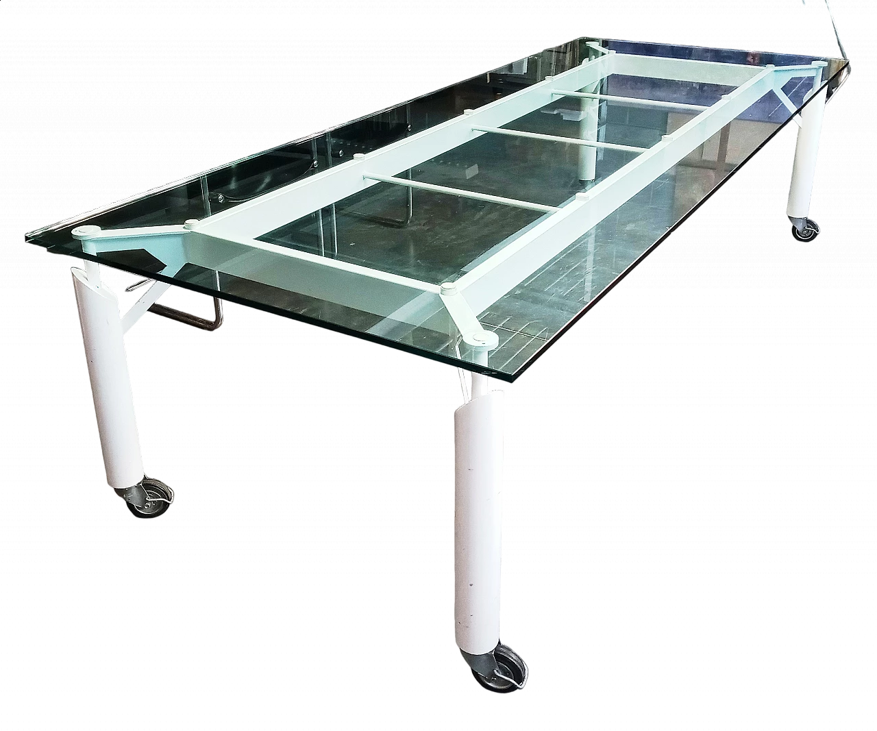 Meeting table with iron base and crystal top, 1980s 17