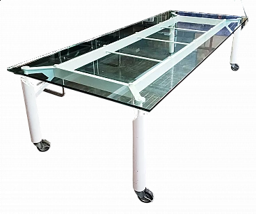 Meeting table with iron base and crystal top, 1980s