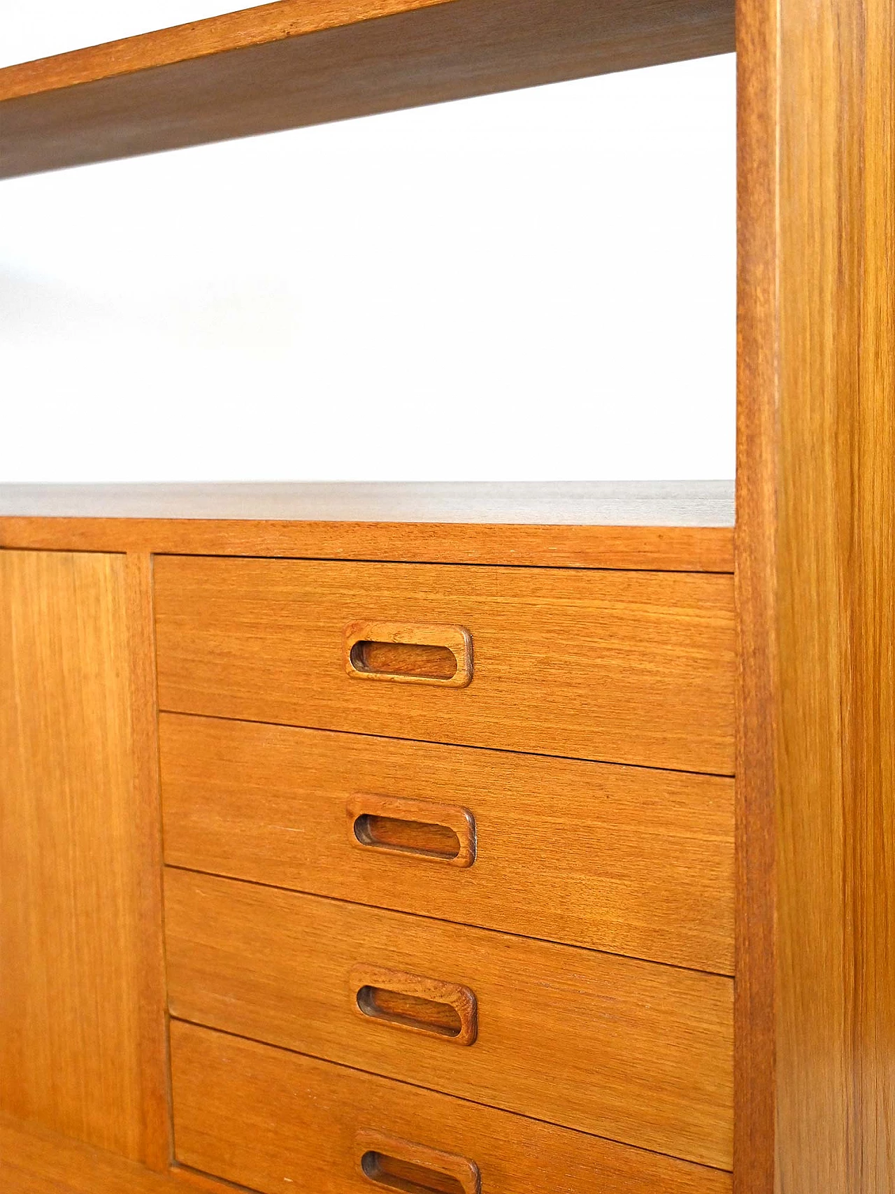 Libreria scandinava in teak con scrittoio a ribalta, anni '60 8