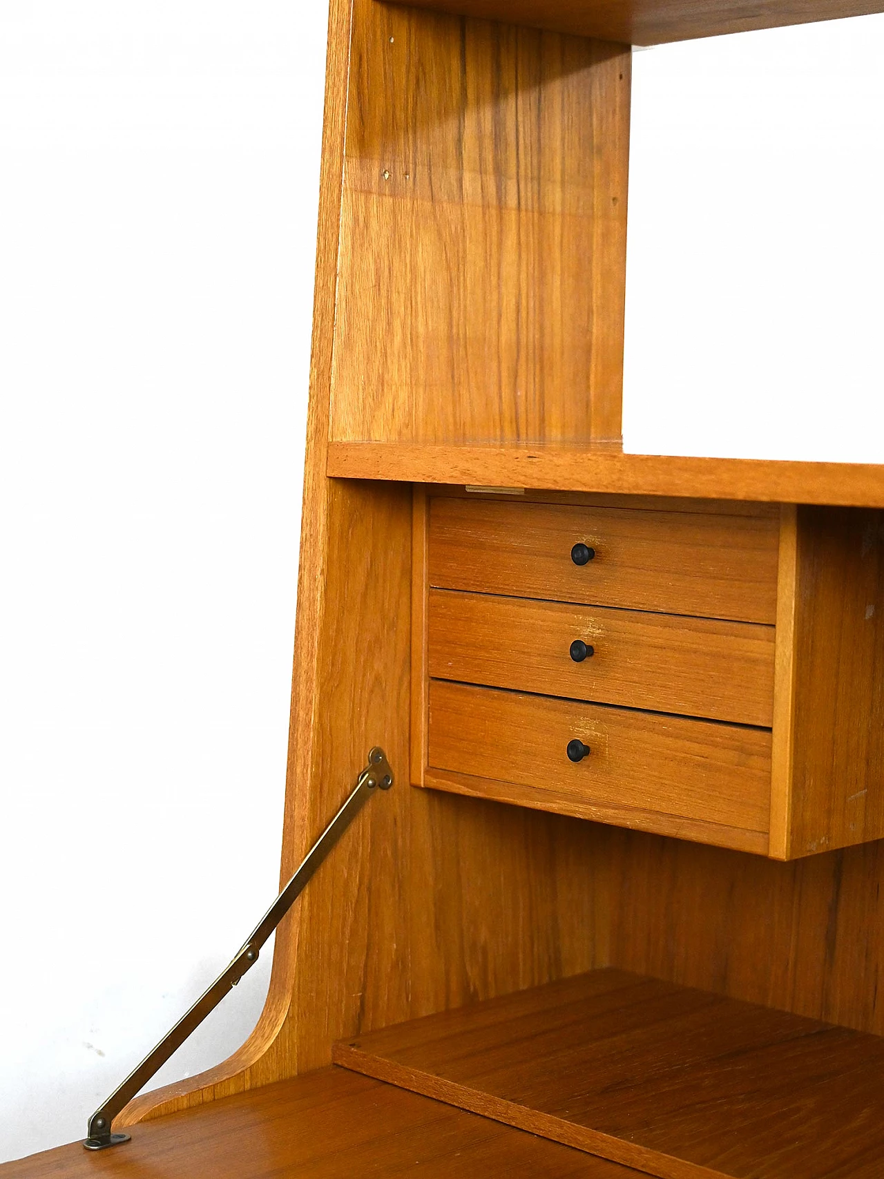 Libreria scandinava in teak con scrittoio a ribalta, anni '60 11