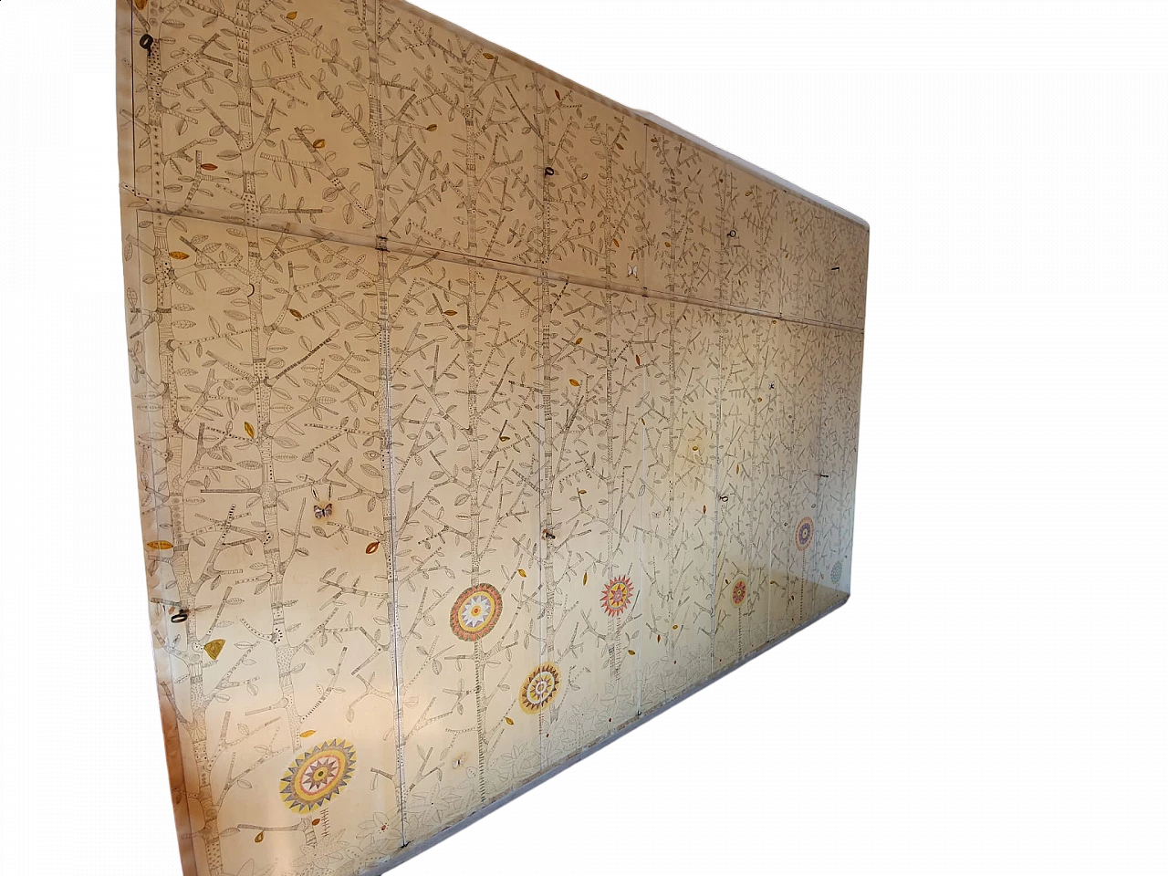 Wooden wardrobe hand-painted by Gianmaria Potenza, 1958 12
