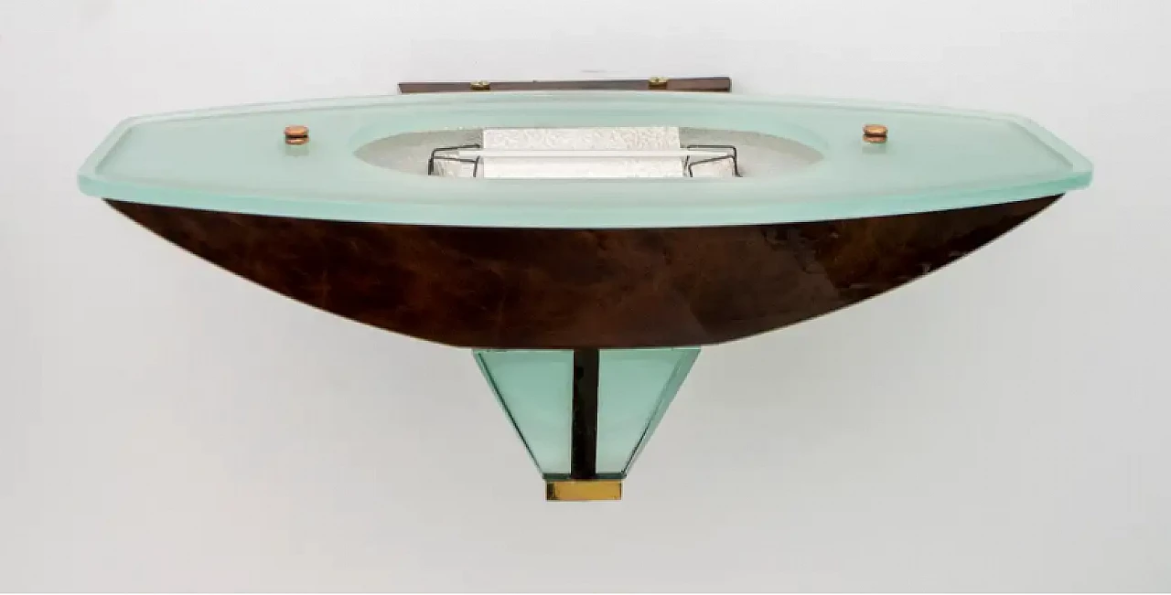 Coppia di applique in vetro e ottone, anni '80 6