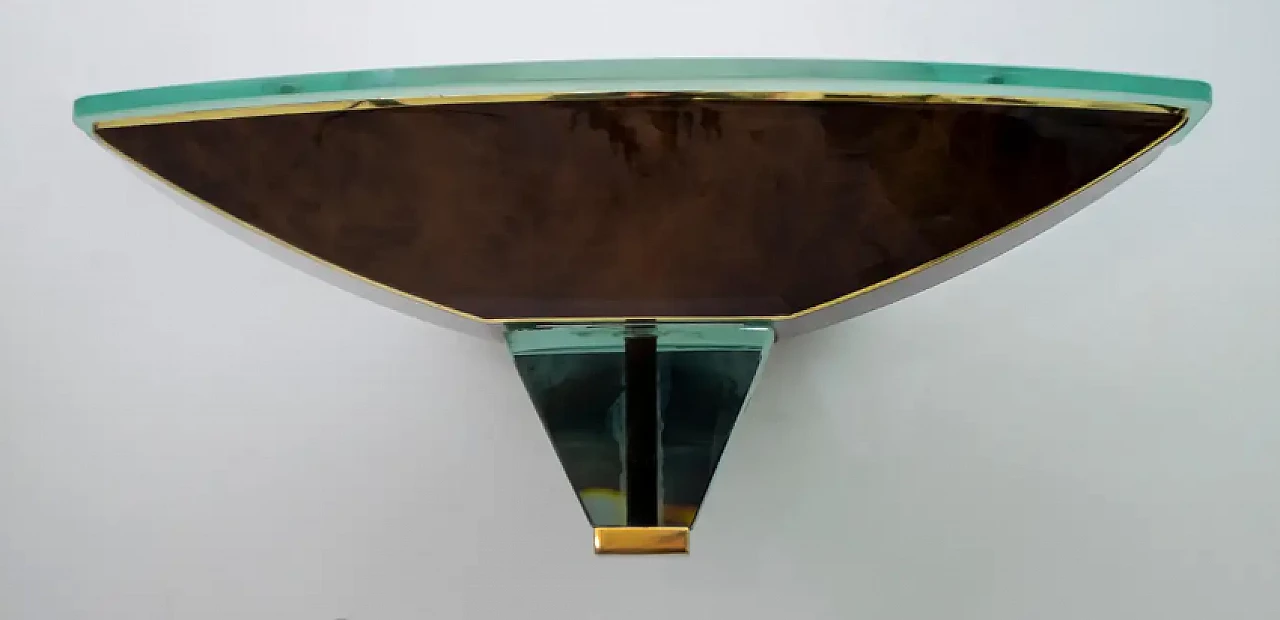 Coppia di applique in vetro e ottone, anni '80 7