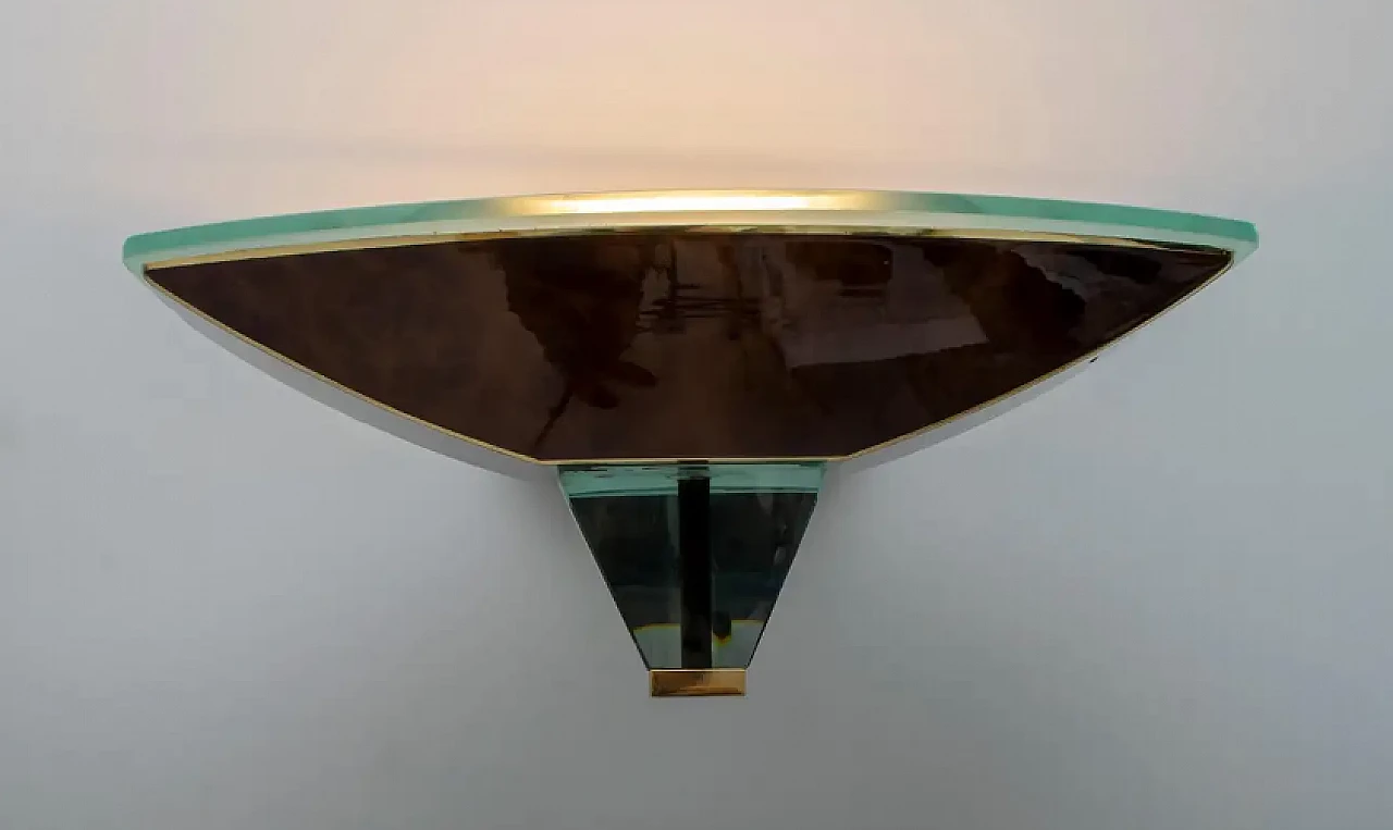 Coppia di applique in vetro e ottone, anni '80 8