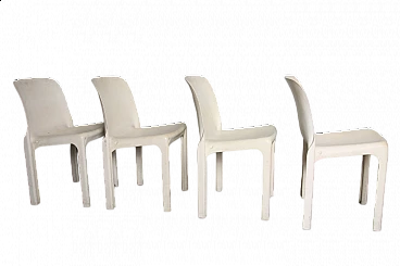 4 Ivory-coloured Selene chairs by Vico Magistretti, 1970s