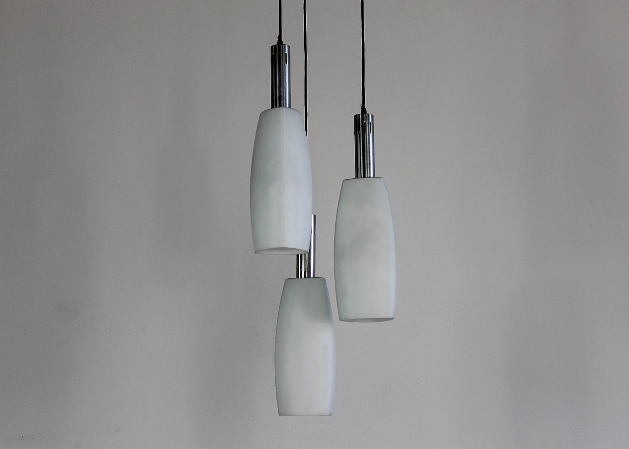 Ceiling lamp with three opaline glass diffusers by Stilnovo Italia, 1970s 4